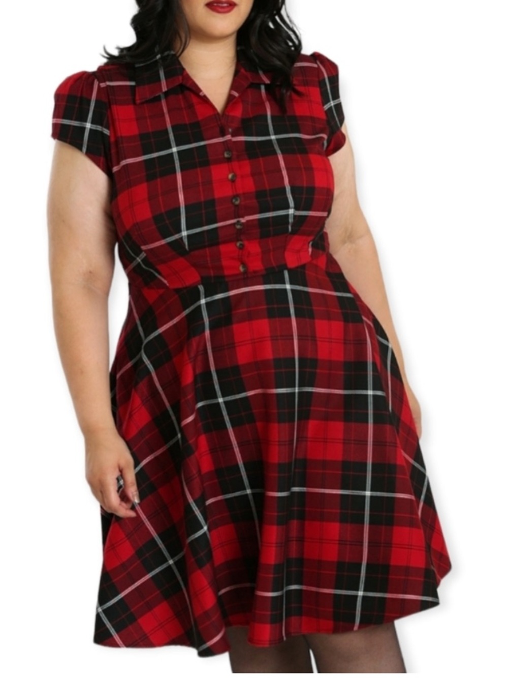 Hell Bunny Brody Plaid Midi Dress Fit And Flare Retro Punup Rockabilly Red Black